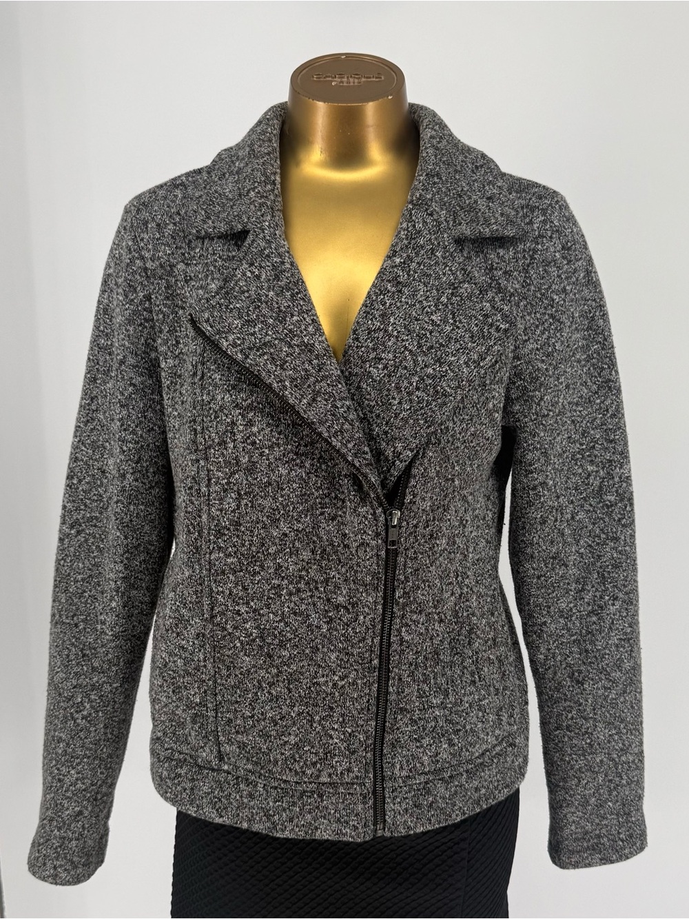 Banana Republic Gray Knit Women's Zip-Front Moto Jacket in Medium